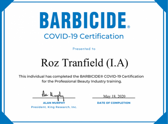 Barbicide COVID-19 Certificate